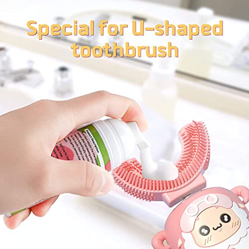Strawberry Foam Toothpaste for Kids 2 Pack, Low Fluoride, U-Shaped Toothbrush Compatible, 1.06 oz