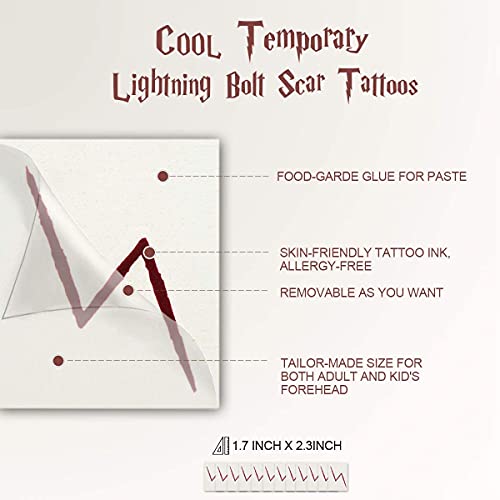24PC Lightning Bolt Scar Temporary Tattoos for Halloween Parties