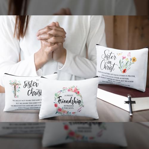 12-Pack Sisters in Christ Makeup Bags - Inspirational Religious Gifts