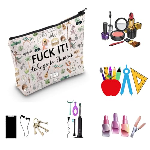 Hawaii Travel Makeup Bag - Go to Hawaii Cosmetic Pouch for Her