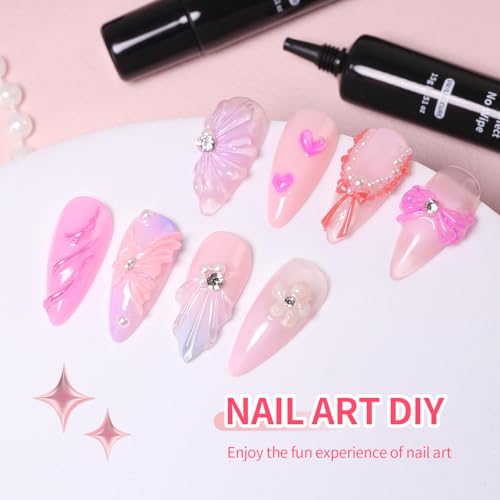 Ozzeal 3D Gel Nail Art Kit, Clear Sculpting & Rhinestone Glue, UV/LED Safe