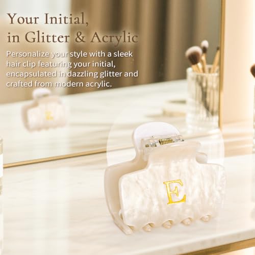 Gold Initial Claw Clip - Personalized 2.1 Inch Hair Accessory for Women & Girls