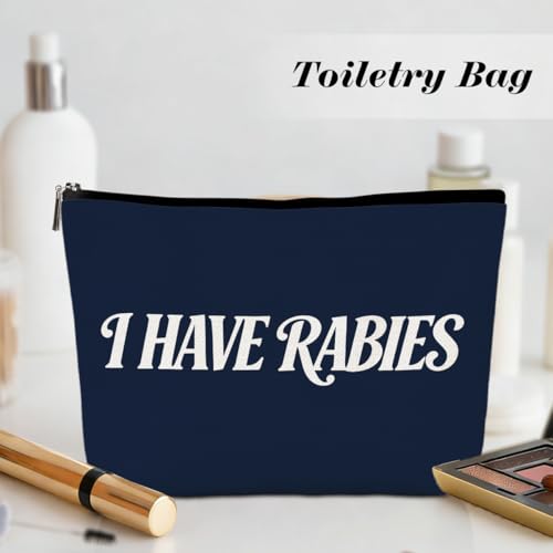 PQV Navy Blue Funny Makeup Bag for Women - Sarcastic Humor Travel Toiletry Pouch