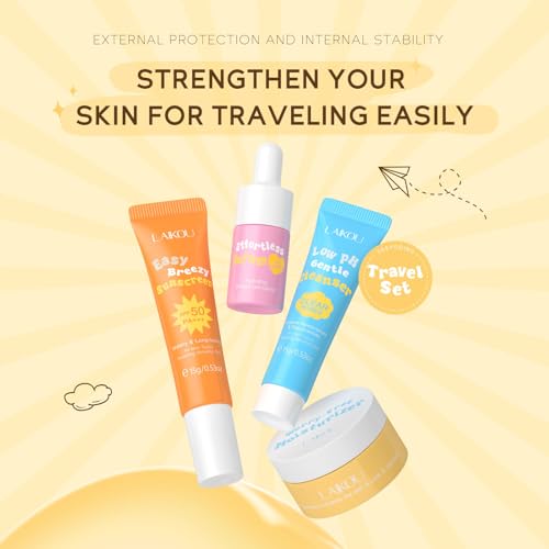 4-Piece Hydrating Skincare Travel Kit - Facial Cleanser, Cream & Serum