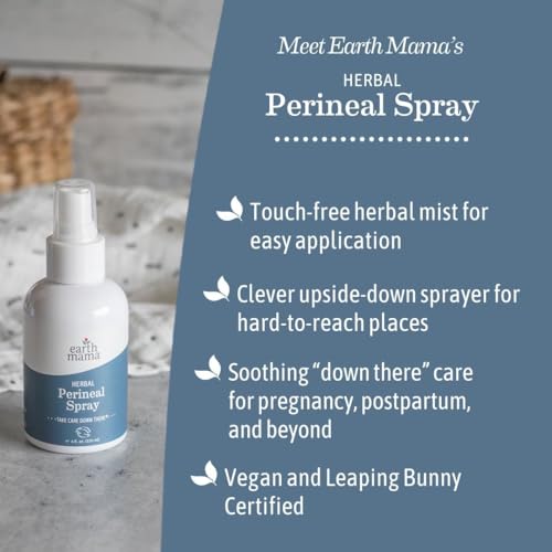 Earth Mama Herbal Perineal Spray - 4 Fl Oz Cooling Relief for Pregnancy & Postpartum
