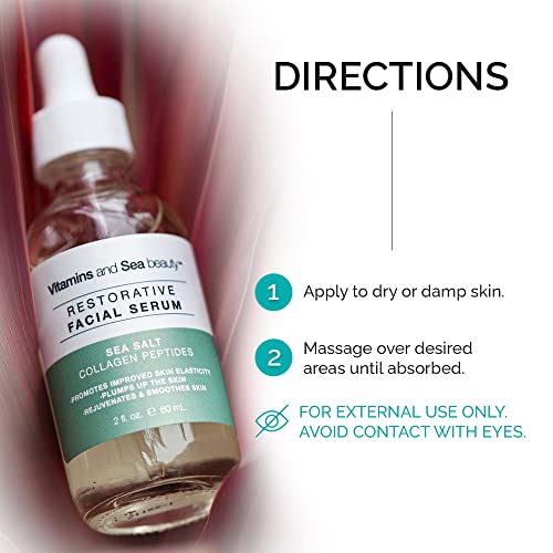 Vitamins and Sea Beauty Collagen & Sea Salt Facial Serum for Anti-Aging, Firming & Hydration - 2 Fl Oz