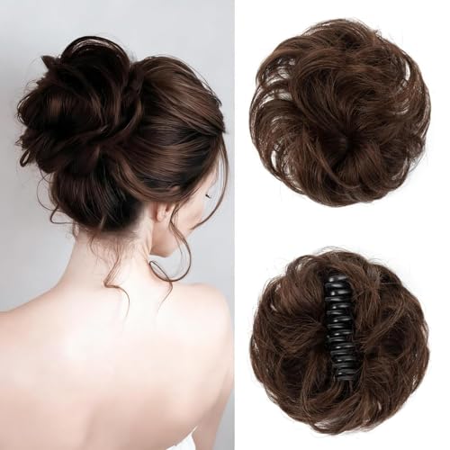 VADES Dark Brown #2 Claw Clip Messy Bun Hair Piece - Real Human Hair
