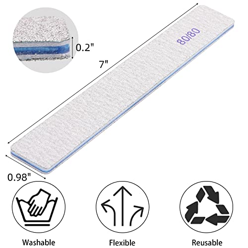 Tecbeauty 80/80 Grit Double-Sided Nail Files 50pcs for Acrylic Nails & Nail Art
