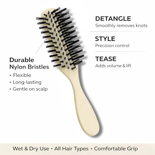 G.B.S Faux Ivory Nylon Bristle Hair Brush 7 3/8" for Detangling & Styling (2 Pack)