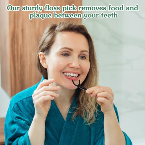 Baderke 100 Count Dual Line Dental Floss Picks for Teeth Cleaning