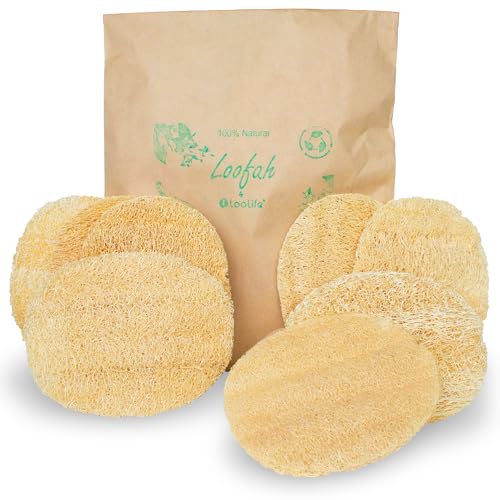 Natural Loofah Exfoliating Body Scrubber | 8 Pack Biodegradable Loufa Spa Sponge