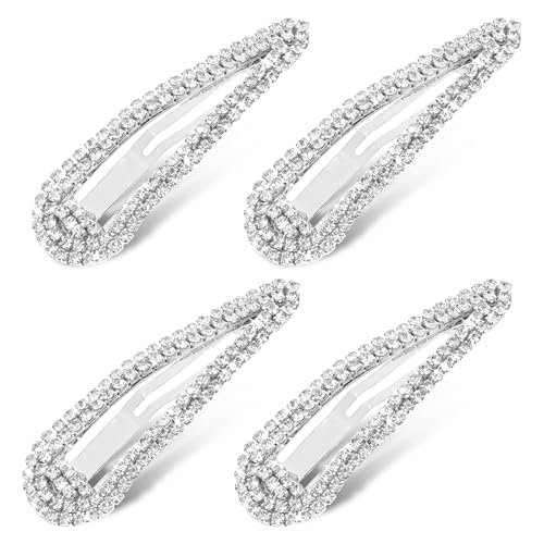 4PCS Rhinestone Hair Clips - Dazzling Crystal Snap Barrettes