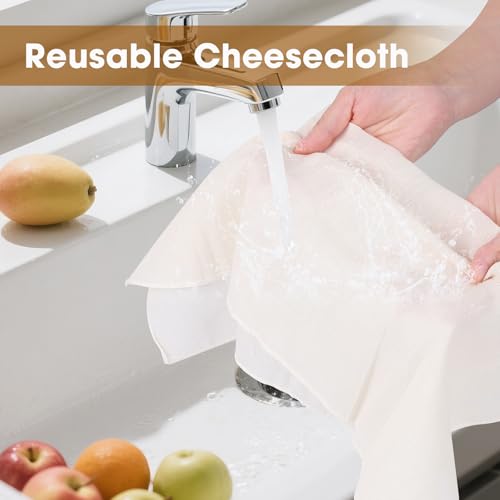 15-Pack Organic Cotton Cheese Cloths, 20x20 Inch, Reusable for Straining & Cooking