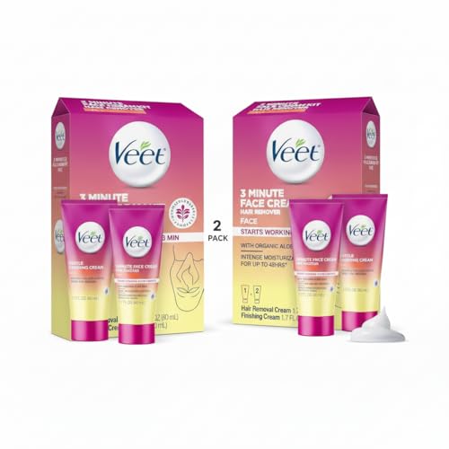 Veet 3 Minute Facial Hair Removal Cream Kit - 3.4 Fl Oz (Pack of 2)