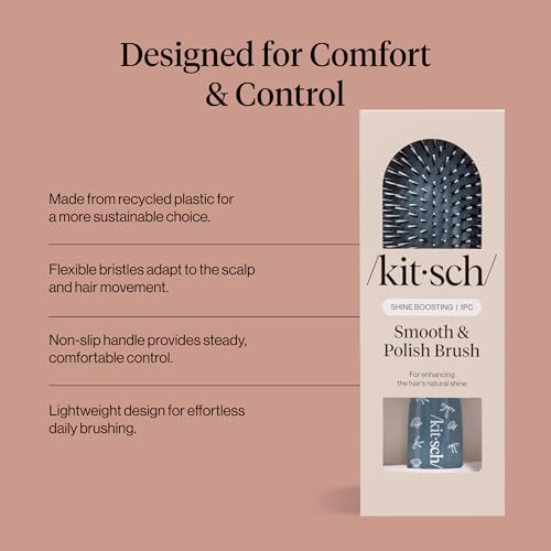 Kitsch Smooth & Polish Hair Brush Coastal Blue - Detangler & Shine Enhancer