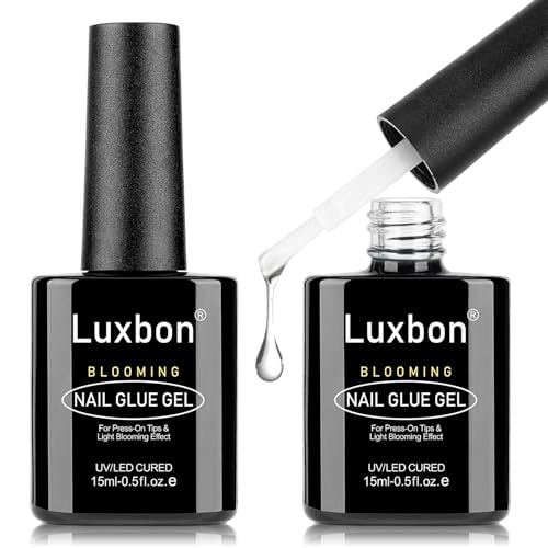 Luxbon 2×15ml Blooming Nail Glue Gel for Press-On & Fake Nails – Strong Adhesive