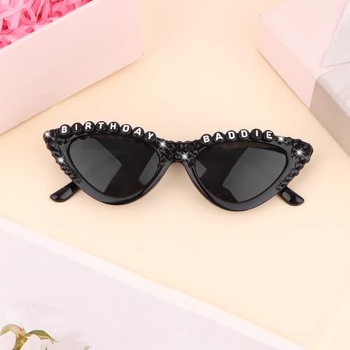 CIEHER Rhinestone Birthday Sunglasses for Women and Girls Party Favors