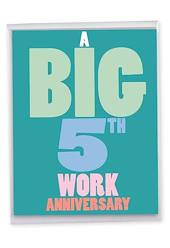 NobleWorks Jumbo 5 Year Work Anniversary Card - 8.5 x 11 Inch