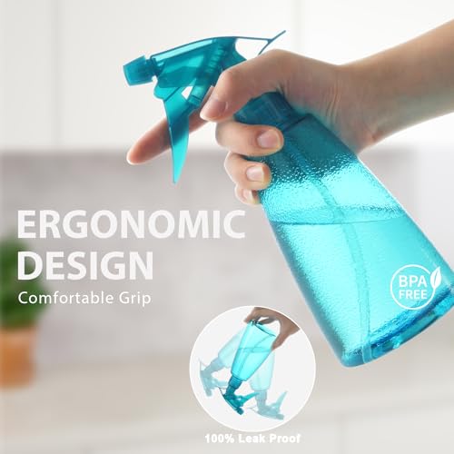Bealee 3-Pack 16 Oz Multicolor Spray Bottles with Mist & Stream Nozzles - Red, Blue, Green