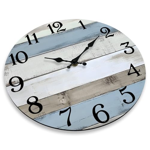 JoFomp 8 Inch Silent Wooden Wall Clock - Coastal Rustic Decor