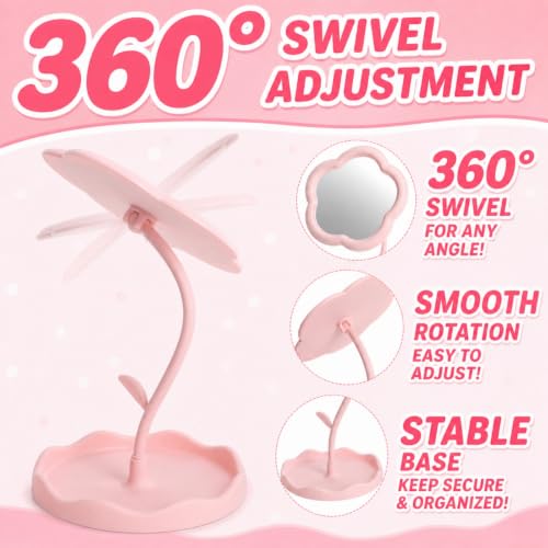6 Pieces Flower-Shaped Adjustable Vanity Mirrors with Storage Organizer