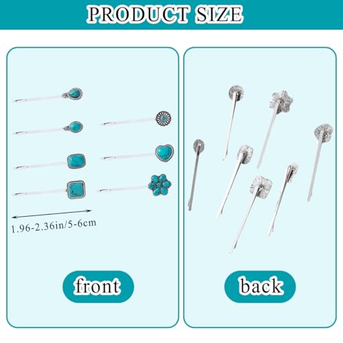 7-Pack Turquoise Retro Hair Clips for Women & Girls - Vintage Metal Barrettes