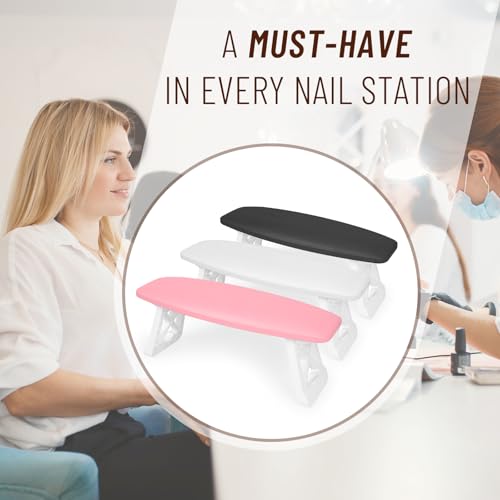 Pink Nail Arm Rest Hand Cushion for Manicure Station - Foldable Microfiber