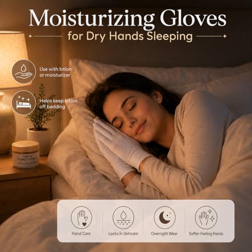HMNYSOL 10 Pairs White Cotton Gloves for Moisturizing & Sleep, Hand Care Liners