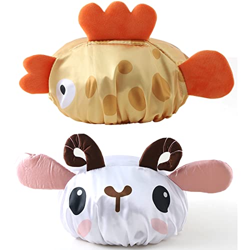 Foyadi Reusable Waterproof Shower Cap for Kids and Adults - Animal Design