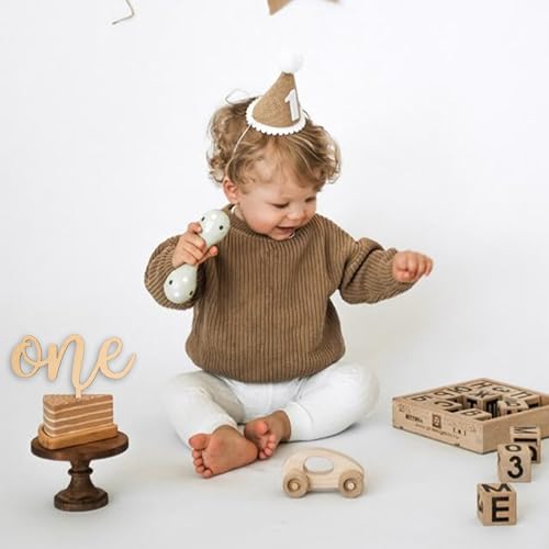 Wooden 'One' Cake Topper for First Birthday Celebrations