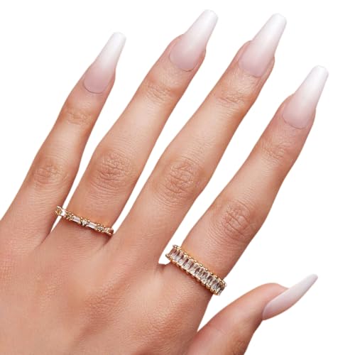 Gradient Nude French Tip Press On Nails - 30ct Coffin Set