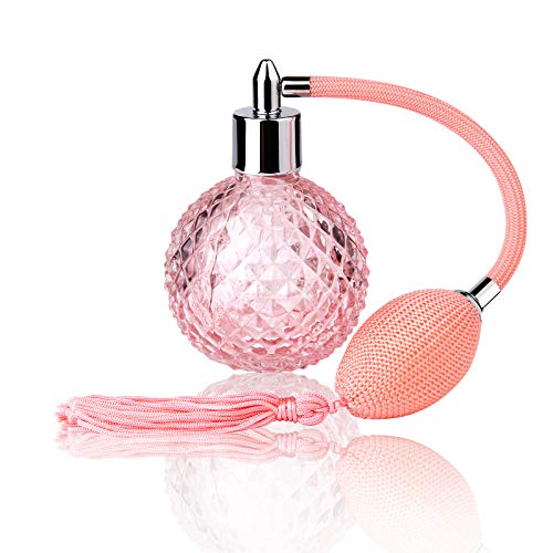 Lamoutor Vintage Perfume Spray Bottle 100ml Pink Crystal with Tassel