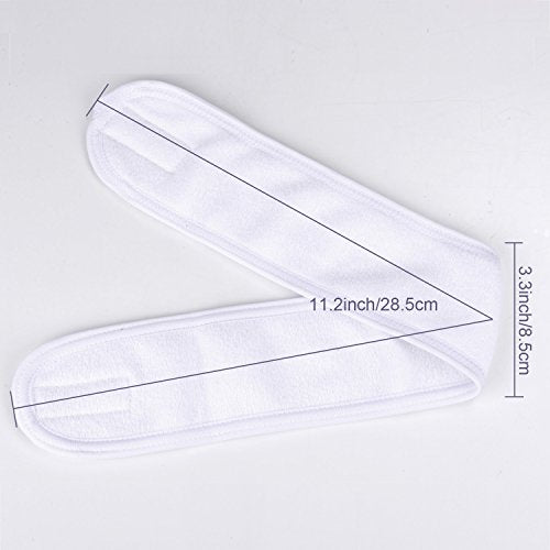 Whaline White Spa Headbands 4-Pack - Soft, Adjustable Hair Wraps for Facial & Beauty Use