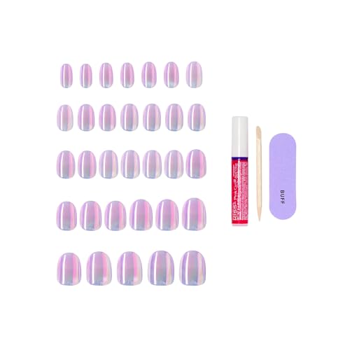 KISS Glam Short Round Press-On Nails - Pink 32-Piece Manicure Set