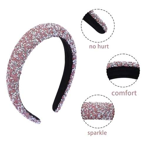 Cutewing Rhinestone Padded Headbands for Women - 2PCS NO11B, Trendy Bling Accessories