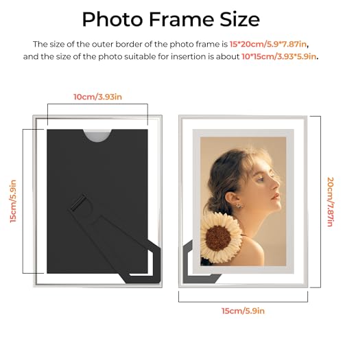 Clear Glass 4x6 Picture Frames Set of 2 - Horizontal & Vertical Display