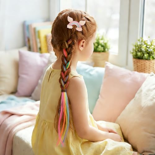 Little World Solid Rainbow Hair Clips for Girls 6 Pack, Toddler & Kids Ponytail Accessories