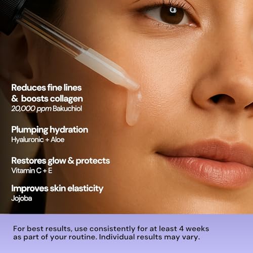 Bakuchiol Serum 2% with Hyaluronic Acid & Vitamin C - Vegan Anti-Aging Face Treatment