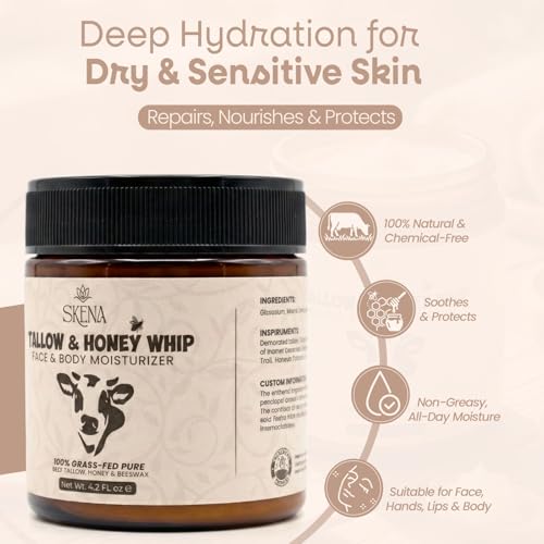 Grass-Fed Beef Tallow Moisturizer with Honey & Beeswax - 4.2 oz