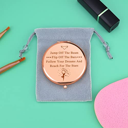 Rose Gold Compact Makeup Mirror for Gymnasts - Inspirational Gift
