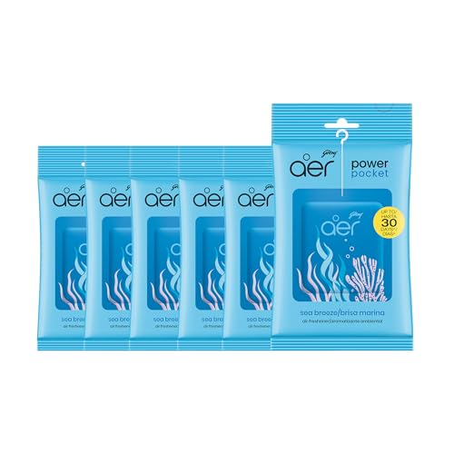 Godrej aer Power Pocket Air Freshener - Sea Breeze, Pack of 6