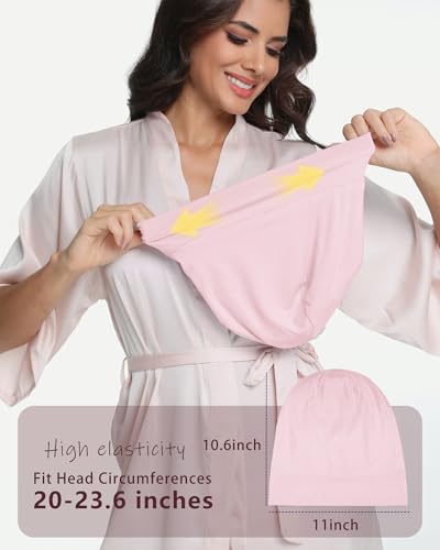 ROYBENS Medium Pink 100% Mulberry Silk Sleeping Bonnet for Women