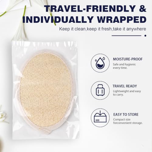 Natural Loofah Sponge Pads - Exfoliating Body Scrubber (5 Pack)