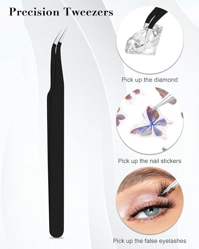 Rhinestone Picker Tool Set with 4 Replacement Wax Tips - Purple & White