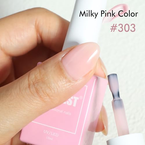 FZANEST Sheer Pink Gel Nail Polish, Light Base Color Polish #303