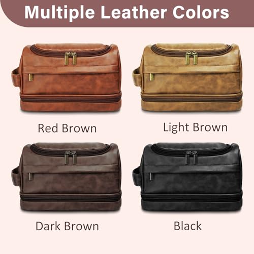 Personalized Toiletry Bag for Men, Graduation Gift for Him, Engraved Leather Custom Travel Shaving Bag, Father Day Gifts for Men, Dad, Father, Son, Boyfriend, Husband, Brother, Birthday, Anniversay