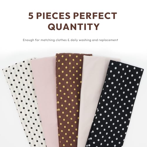 Aranya 5-Pack Polka Dot Headbands for Women - Vintage Style Hair Accessories
