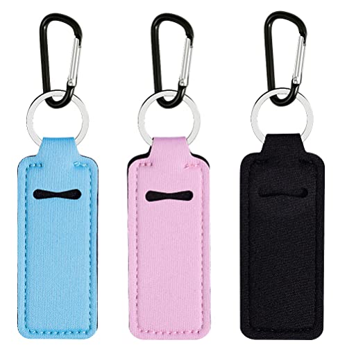 3 Pcs Neoprene Chapstick Holder Keychains for Lipstick