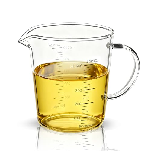 BCnmviku 500ML Glass Measuring Cups - V-Shaped Spout, Insulated Handle