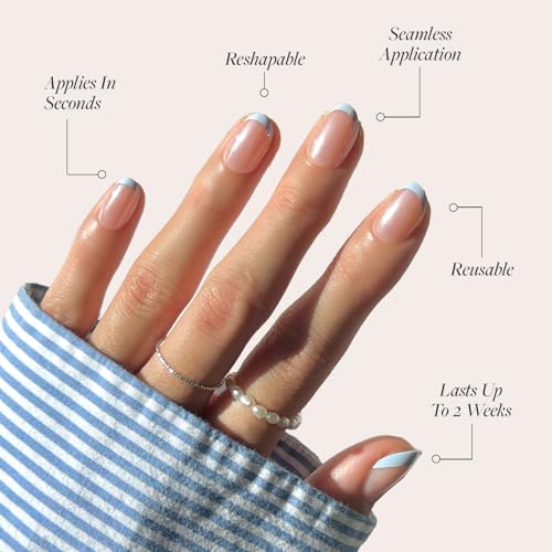 Glamnetic Press On Nails - Into Blue Short Oval 30 Pc Kit
